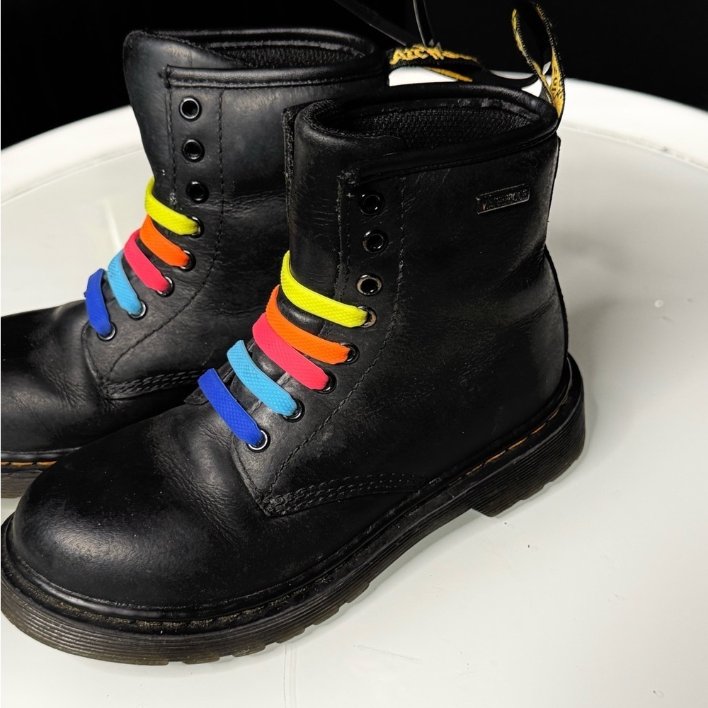 Dr. Martens Kids Black Boots with Colorful Laces - Picture 2 of 6